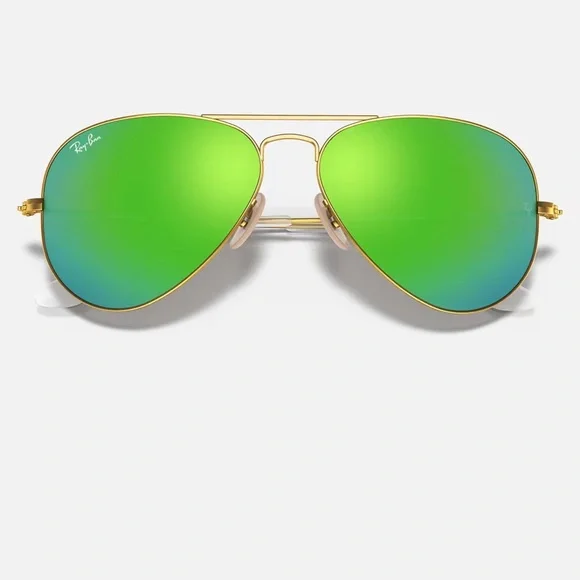 LIKE NEW Green Mirrored Ray Ban Aviator - Picture 7 of 11